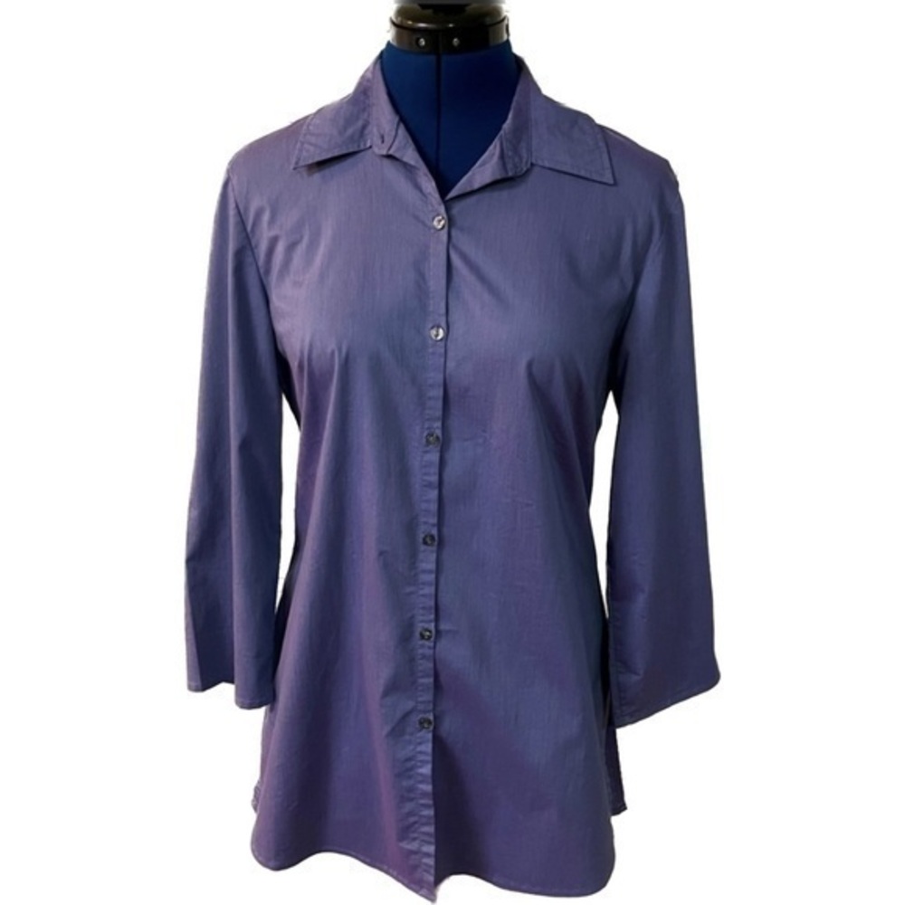 New York & Company - Purple Button Up Dress Shirt - Medium NY & CO City Stretch